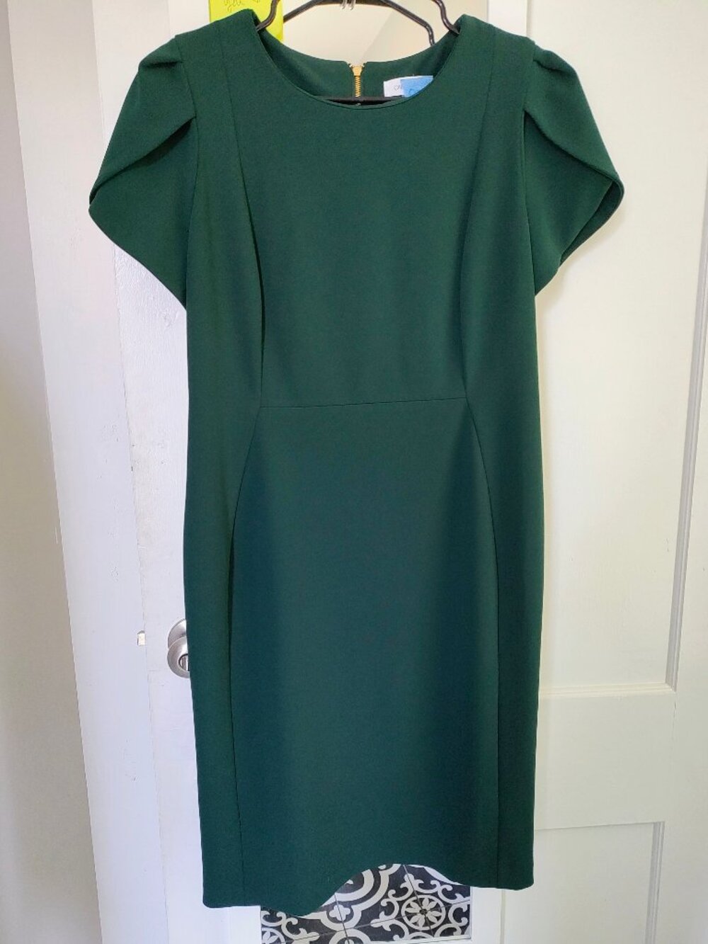 Green Calvin Klein Tulip Sleeve Sheath Dress